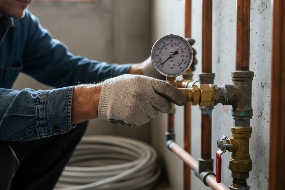 Pressure testing a repaired line during Water Line Repair in Drytown